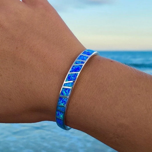 Éclatante Bracelet en Argent avec Opale Précieuse