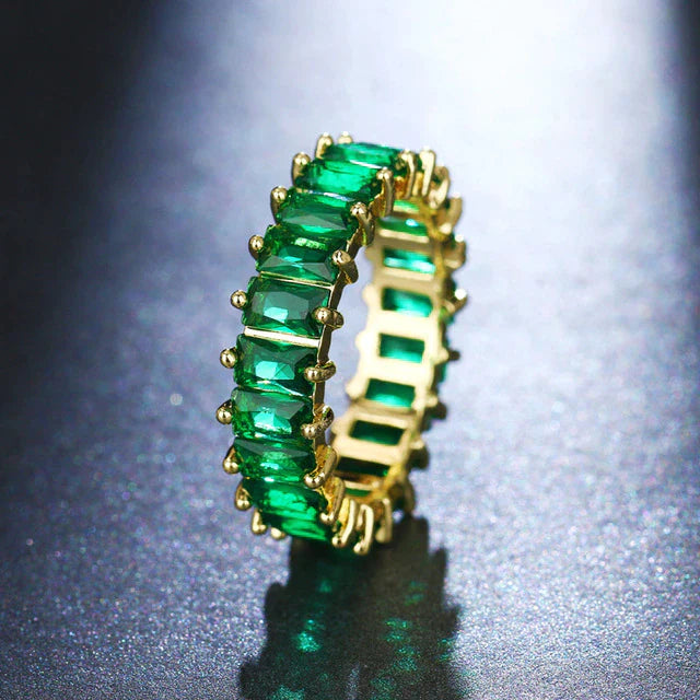 Éblouissante Bague en Or Doré avec Merveilleux Zircon Vert