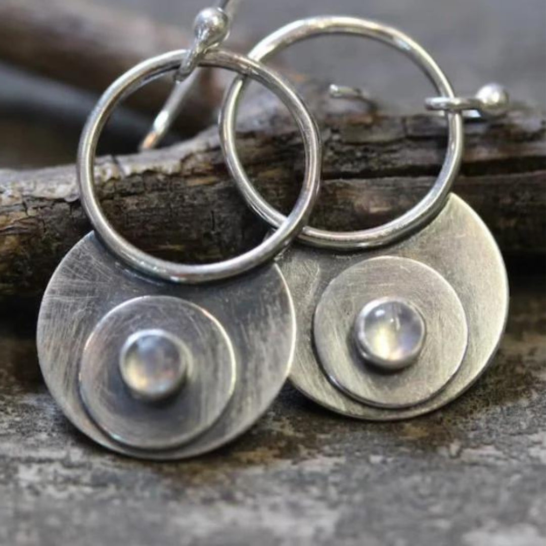 Élégantes boucles d'oreilles doubles en argent plaqué