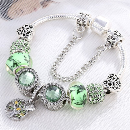 Élégant Bracelet en Argent avec Éblouissant Cristal Vert