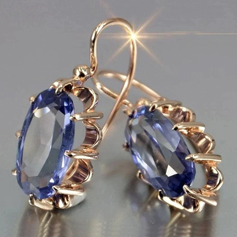 Éblouissantes Boucles d'Oreilles en Or avec Zircon Ovale scintillant