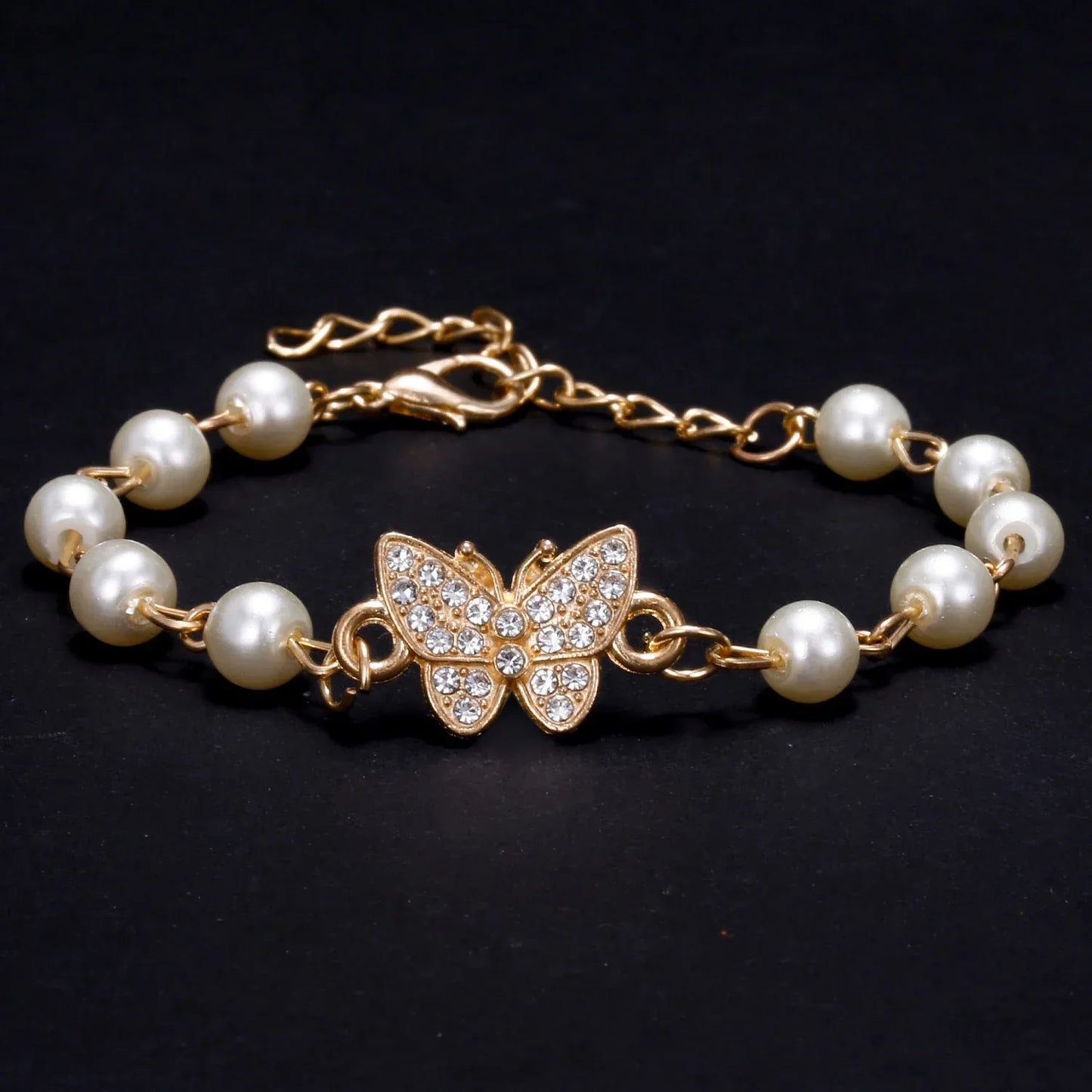 Éblouissant Bracelet Papillon avec Perle Élégante