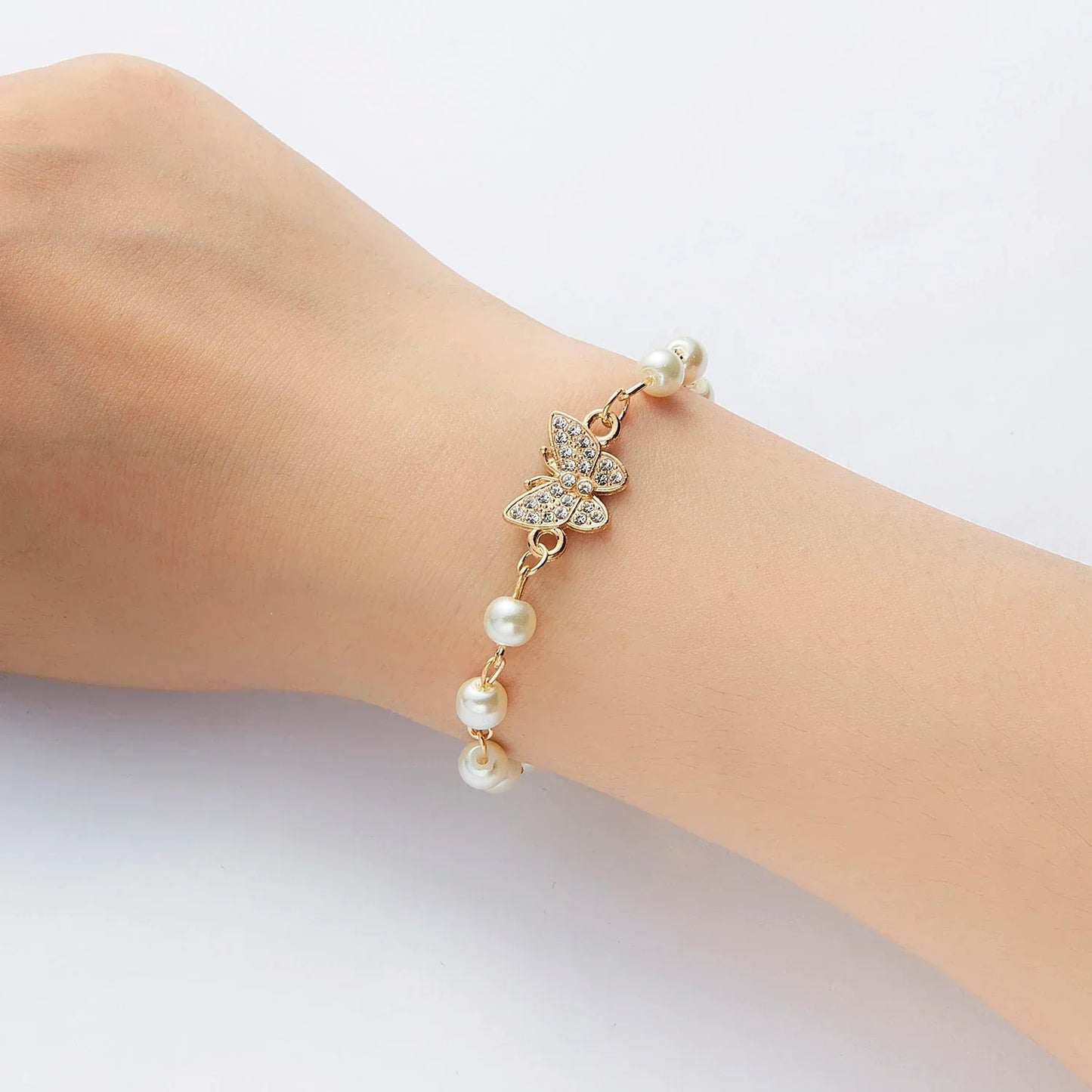 Éblouissant Bracelet Papillon avec Perle Élégante