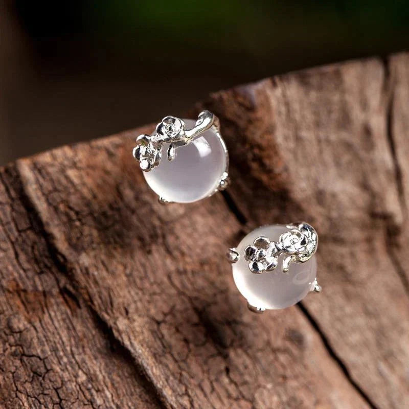 Éclatante paire de boucles d'oreilles en cristal de lune argenté