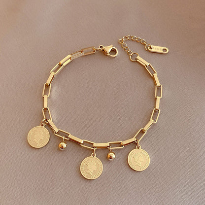 Bracelet Ajustable Élégant avec Charms en Or