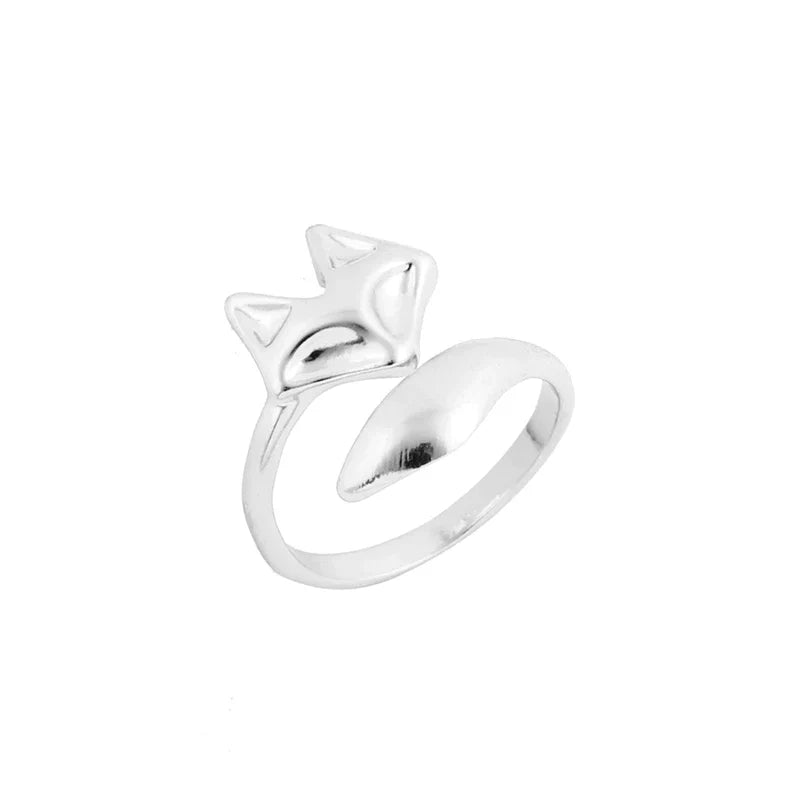 Bague Ajustable en Argent - Design Élégant de Renard