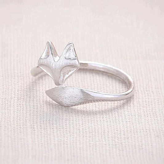 Bague Ajustable en Argent - Design Élégant de Renard