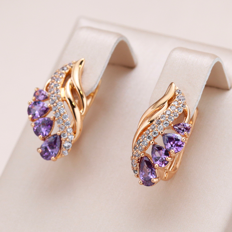 Éblouissantes Boucles d'oreilles en Cristal Violet de Luxe