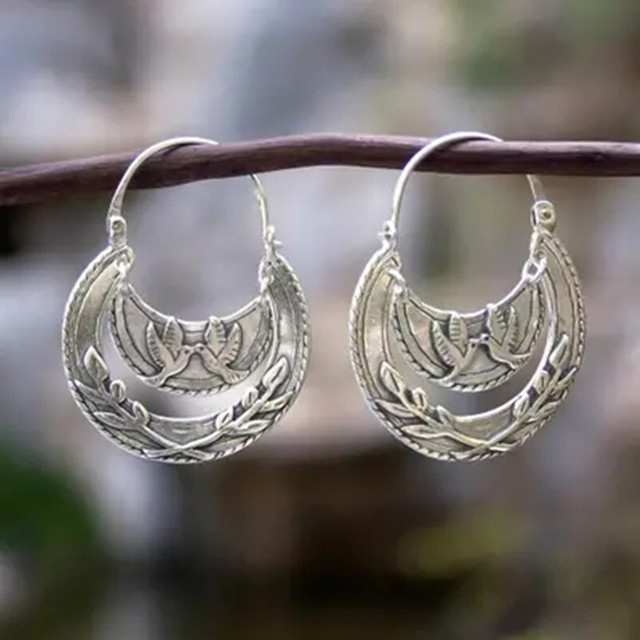 Boucles d'oreilles Vintage en Argent à Motif Fleurie