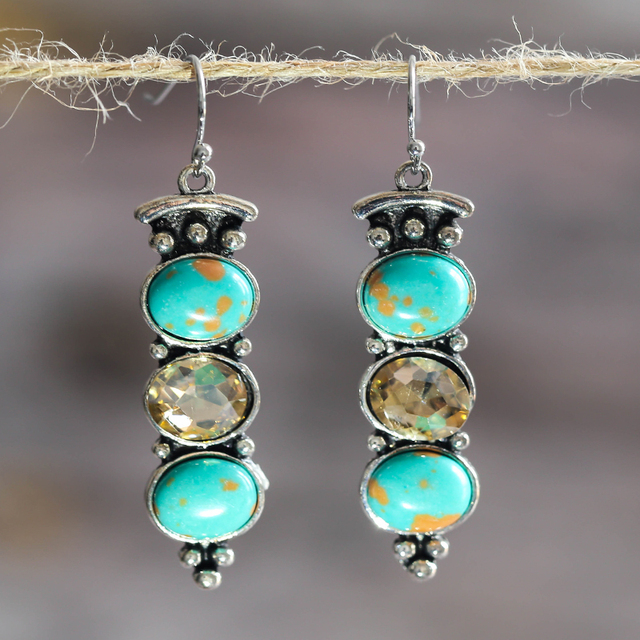 Éblouissantes Boucles d'oreilles Vintage en Turquoise Naturelle