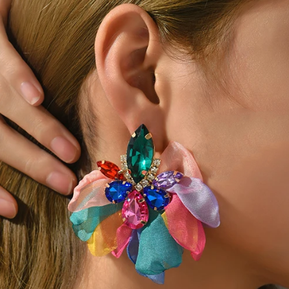 Boucles d'Oreilles Éclatantes aux Pétales Colorés