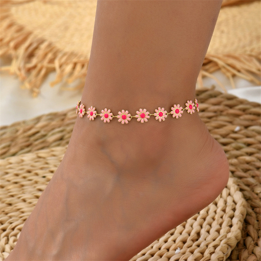 Bracelet de Cheville en Or avec Motif de Marguerite