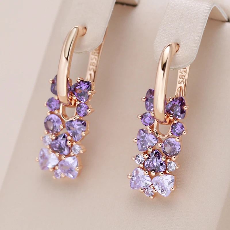 Élégantes Boucles d'Oreilles en Teinte Mauve