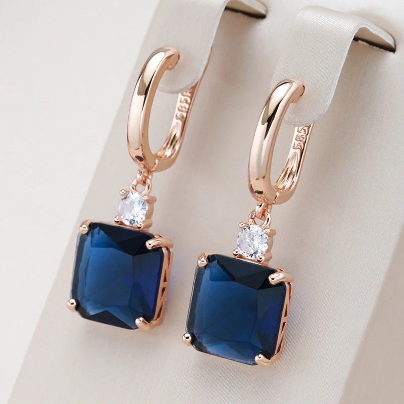 Boucles d'oreilles Chic en Cristal Cubique Bleu Profond