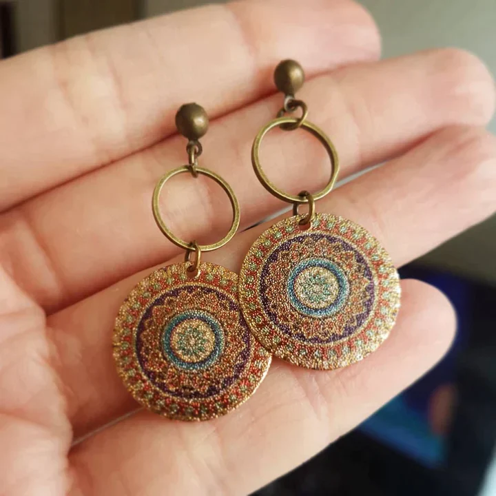 Belles Boucles d'Oreilles Mandala au Style Vintage