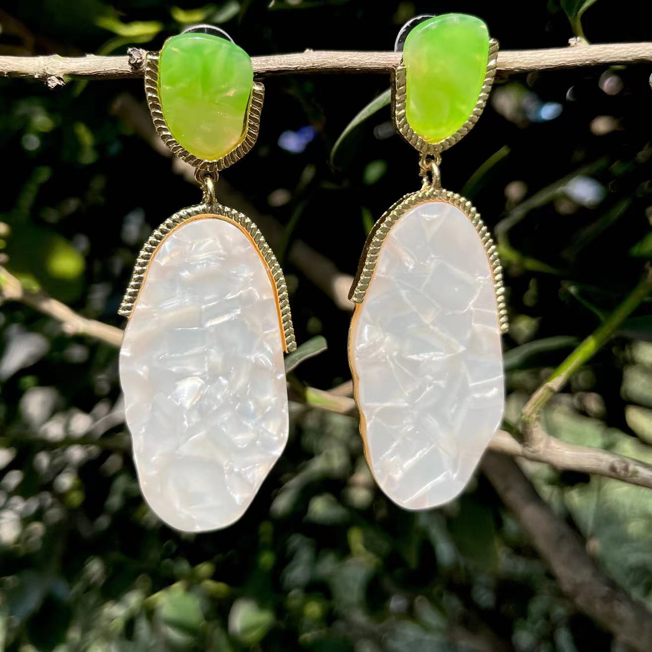 Boucles d'oreilles Vintage en Quartz Vert Élégant