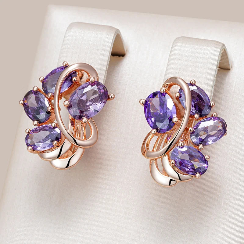 Boucles d'oreilles en cristal violet chic et raffinées