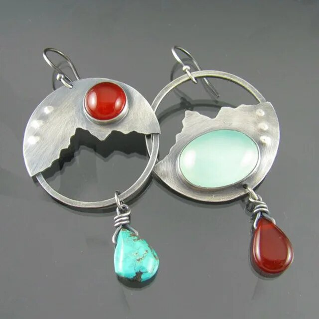 Boucles d'oreilles en argent au design vintage inspiré du paysage