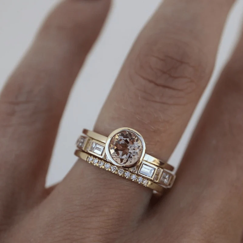 Éblouissante bague vintage en cristal doré